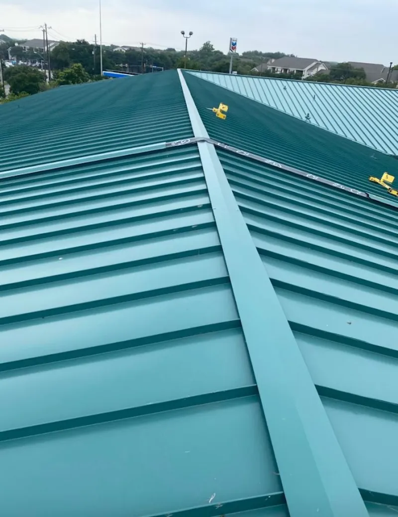 Green commercial metal roof ridge and valley for Metal Roof Repair in Reserve